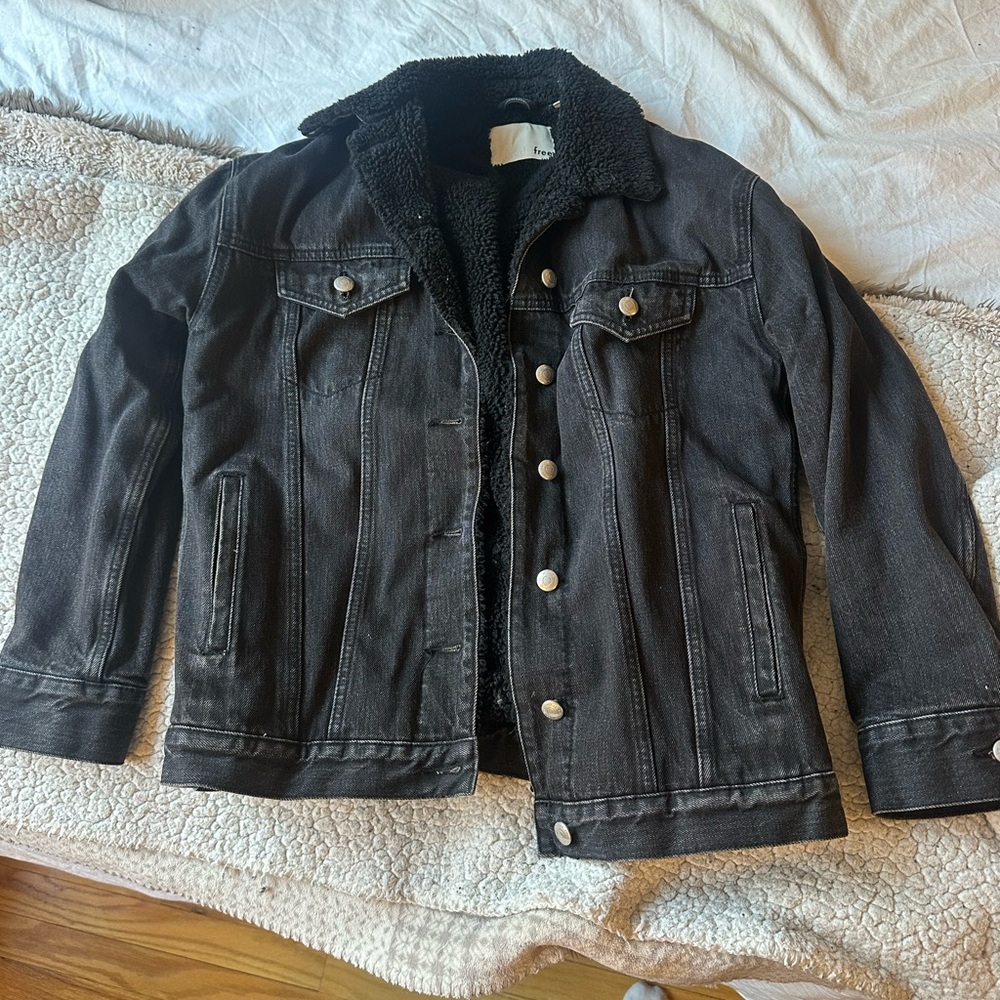 Wild Fable Black Denim Jacket with Sherpa Lining